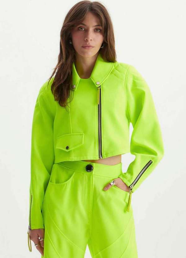 Lança Perfume - Jaqueta Curta com Lapela e Zíperes 00644