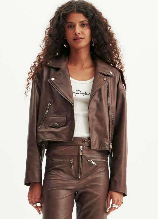 Lança Perfume - Jaqueta de Couro Perfecto Bordada A1033