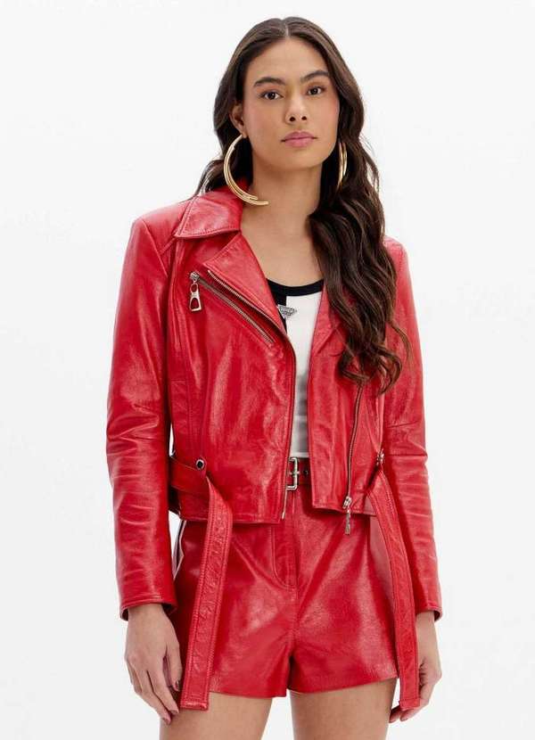 Lança Perfume - Jaqueta de Couro Perfecto com Faixa A2255