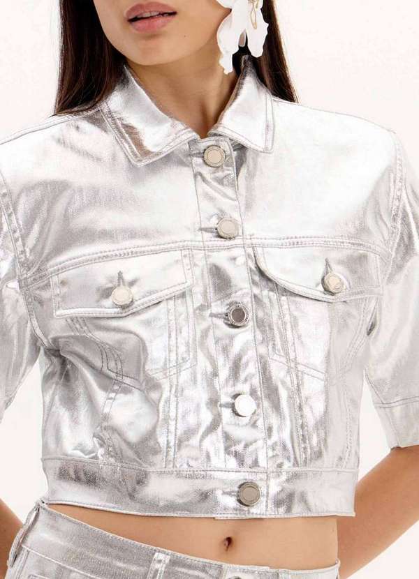 Lança Perfume - Jaqueta Jeans com Manga Curta Metalizada A2131 2