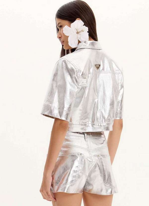 Lança Perfume - Jaqueta Jeans com Manga Curta Metalizada A2131 4