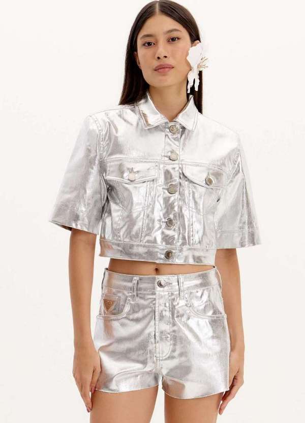 Lança Perfume - Jaqueta Jeans com Manga Curta Metalizada A2131 5