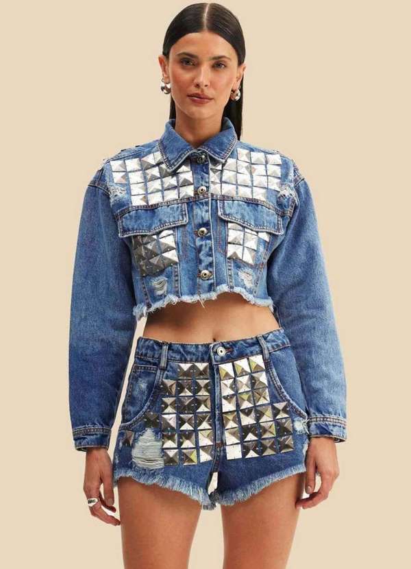 Lança Perfume - Jaqueta Jeans Cropped com Taxas 00004 1