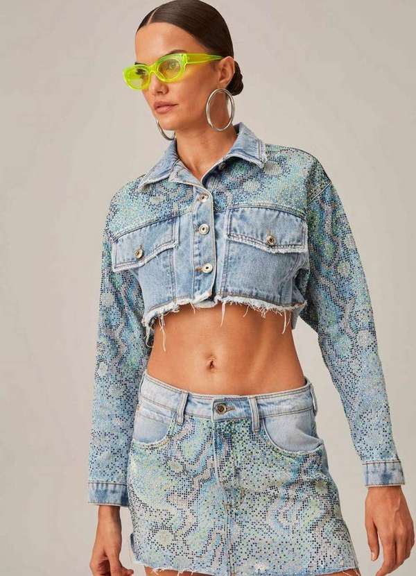 Lança Perfume - Jaqueta Jeans Cropped Shine 00004
