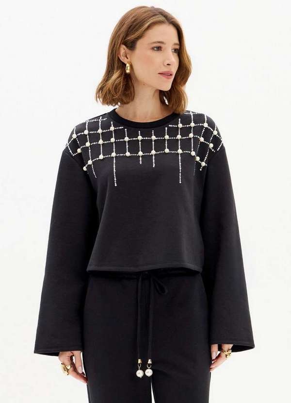 Lança Perfume - Moletom Manga Ampla com Aplicações A0003