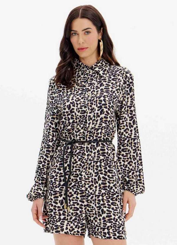 Lança Perfume - Macacão Curto Chemise Estampado com Mangas Longas A2354 3