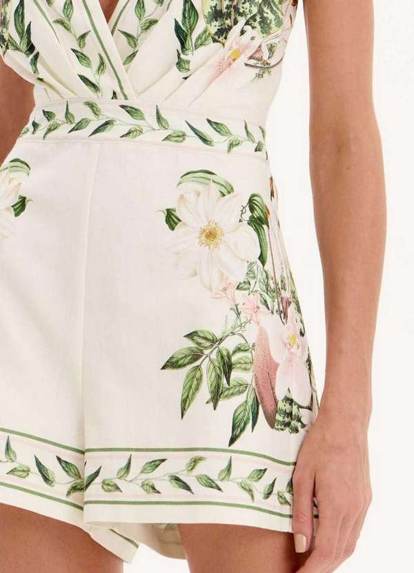 Lança Perfume - Macacão Curto de Alças Estampado com Decote V A1970 2