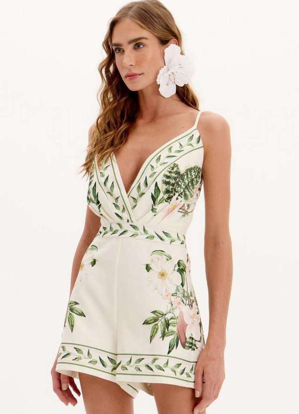 Lança Perfume - Macacão Curto de Alças Estampado com Decote V A1970 3