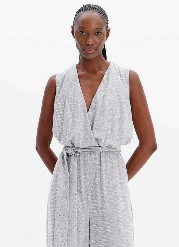 Lança Perfume - Macacão Longo com Decote em V e Brilhos A2256 4