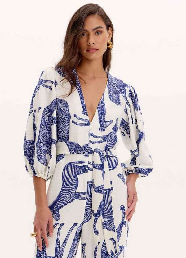 Lança Perfume - Macacão Longo Estampado Faixa A1843 2