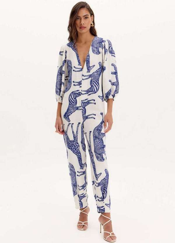 Lança Perfume - Macacão Longo Estampado Faixa A1843 4