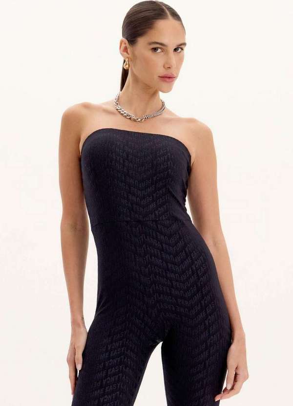 Lança Perfume Easy - Macacão Longo Justo sem Alças Logomania A2088 3