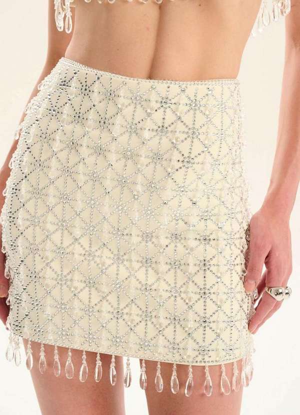 Lança Perfume - Saia Cintura Alta com Cristais A0001 6