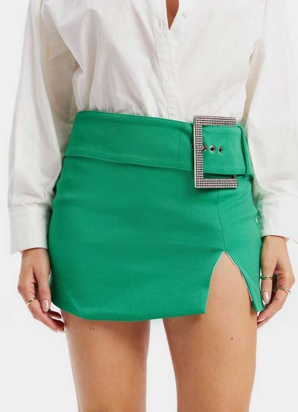 Lança Perfume - Saia Curta com Fenda Maxi Fivela 00483 2
