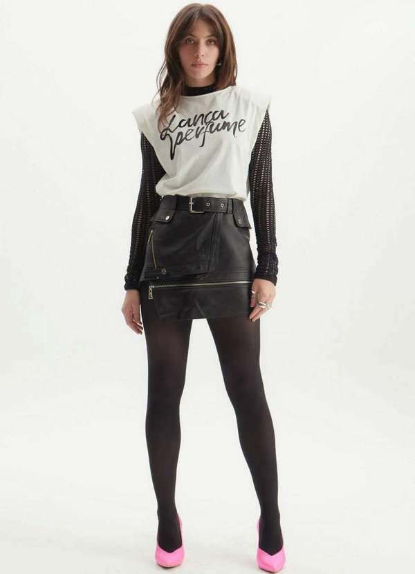 Lança Perfume - Saia de Couro Assimétrica 00003