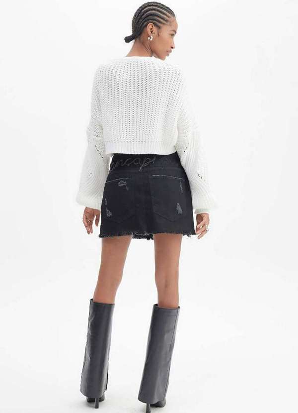 Lança Perfume - Saia Jeans Curta Super High Evasê A0003