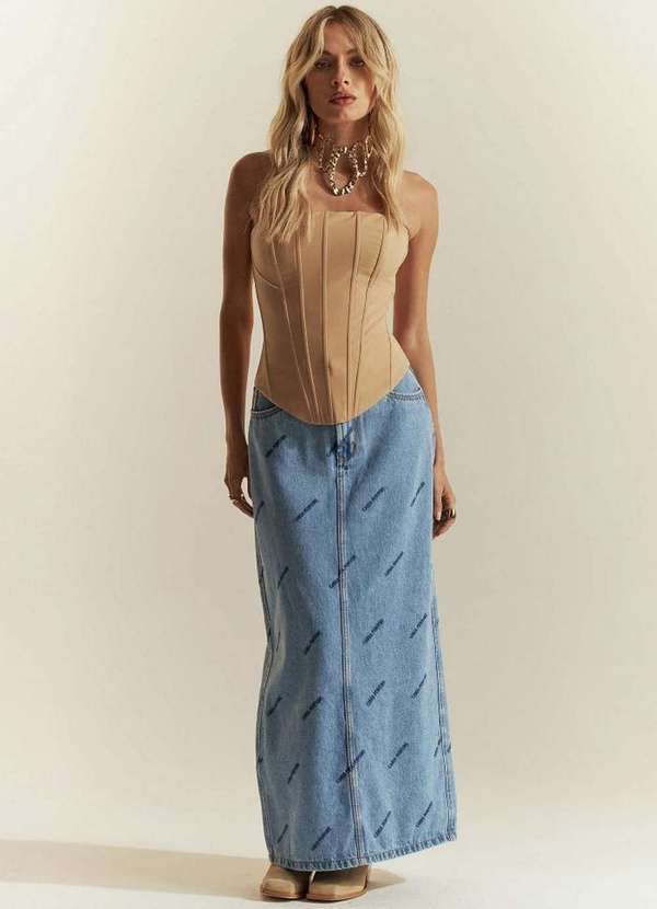 Lança Perfume - Saia Jeans Super Midi High A0004