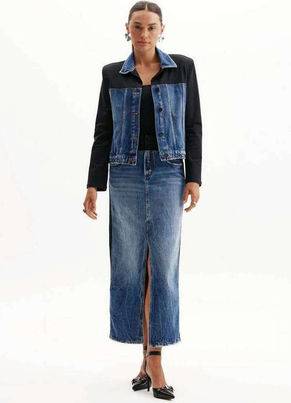 Lança Perfume Easy - Saia Jeans Super Midi Super High A0436