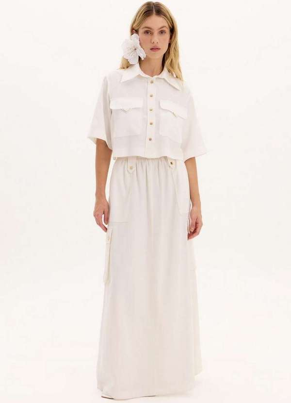 Lança Perfume - Saia Longa Ampla com Bolsos Cargo e Cintura Alta A0001