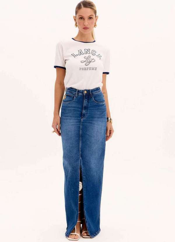 Lança Perfume - Saia Longa Jeans Fenda A0004