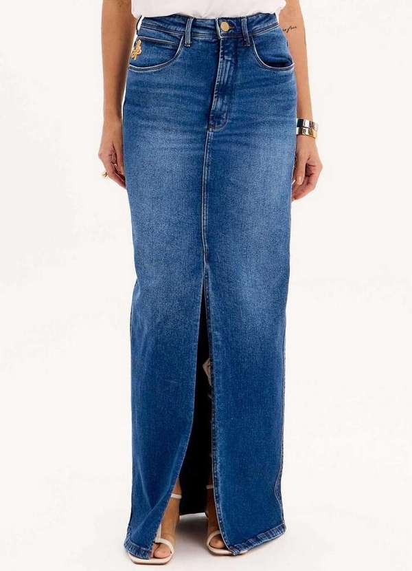 Lança Perfume - Saia Longa Jeans Fenda A0004 3