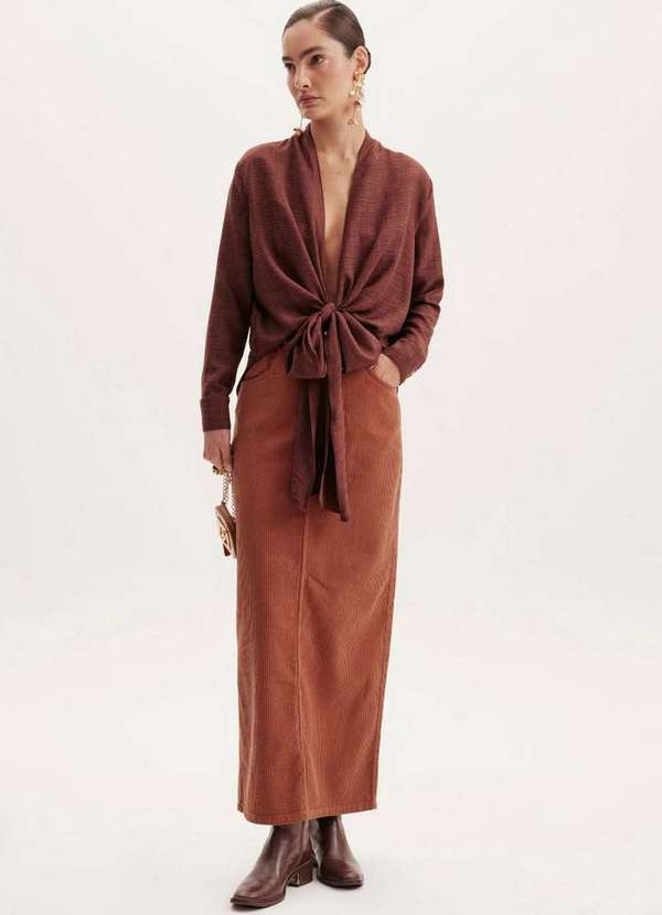 Lança Perfume - Saia Sarja Super Midi A1021