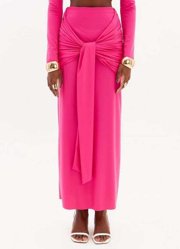 Lança Perfume - Saia Super Midi Cintura Alta Amarração A2688 2