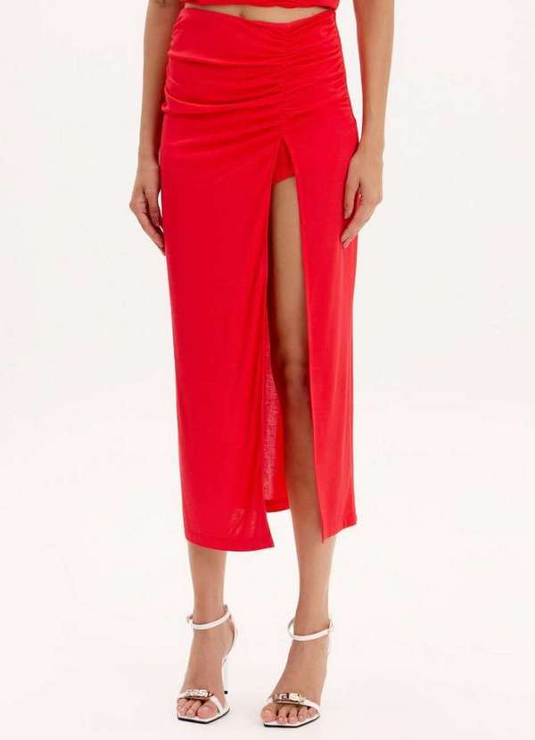 Lança Perfume Easy - Saia Super Midi com Cintura Alta e Maxi Fenda Frontal A2062 2