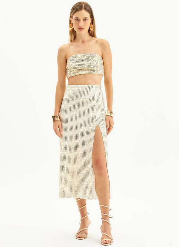 Lança Perfume - Saia Super Midi com Fenda A0001