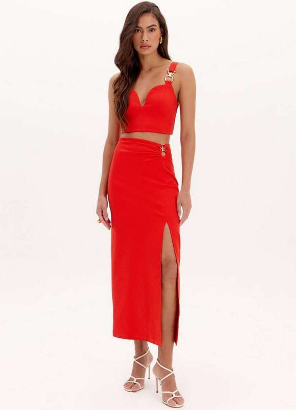 Lança Perfume - Saia Super Midi com Fenda A1660