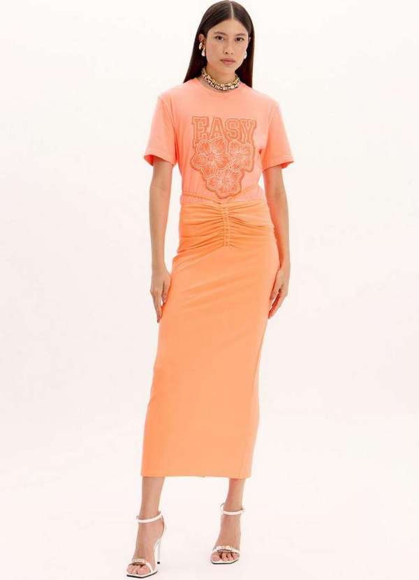 Lança Perfume Easy - Saia Super Midi com Franzidos Frontais e Amarração A1989