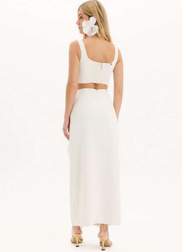 Lança Perfume - Saia Super Midi Reta com Fenda e Aplicações A0001 10