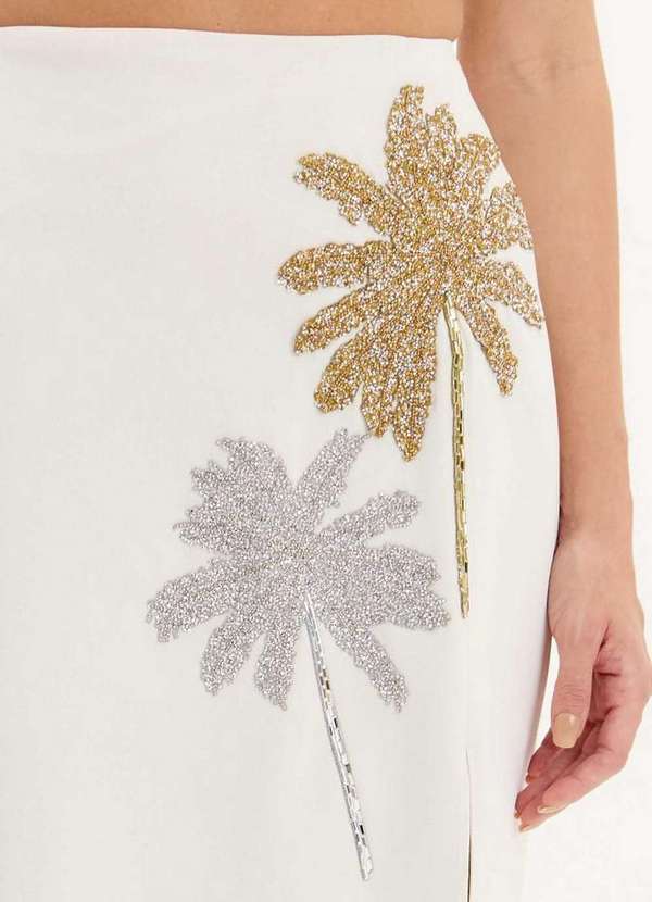 Lança Perfume - Saia Super Midi Reta com Fenda e Aplicações A0001 9