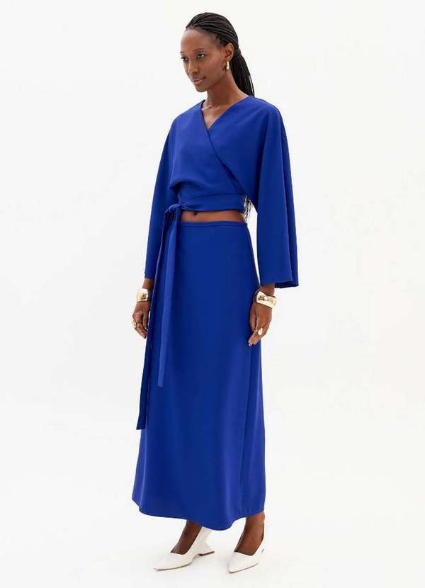 Lança Perfume - Saia Super Midi Reta em Crepe A2937