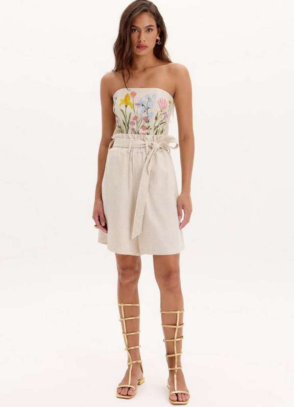 Lança Perfume - Bermuda Clochard com Faixa Linho A1664