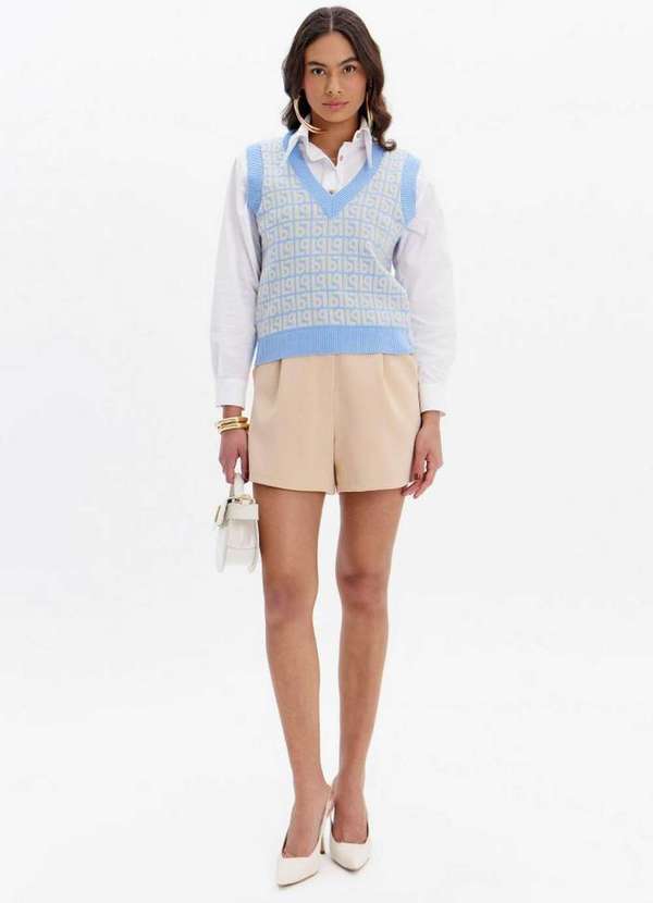 Lança Perfume - Bermuda de Alfaiataria com Passantes e Cintura Alta A2251