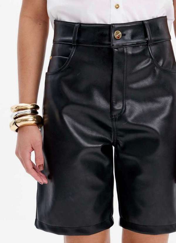 Lança Perfume - Bermuda Pu com Bolsos e Cintura Alta A0003 2
