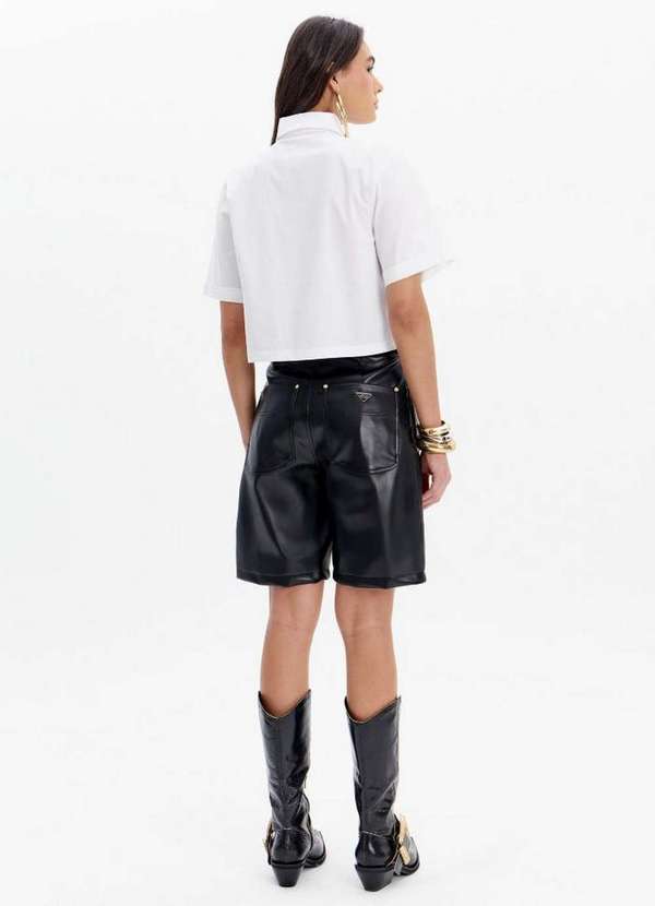 Lança Perfume - Bermuda Pu com Bolsos e Cintura Alta A0003 3