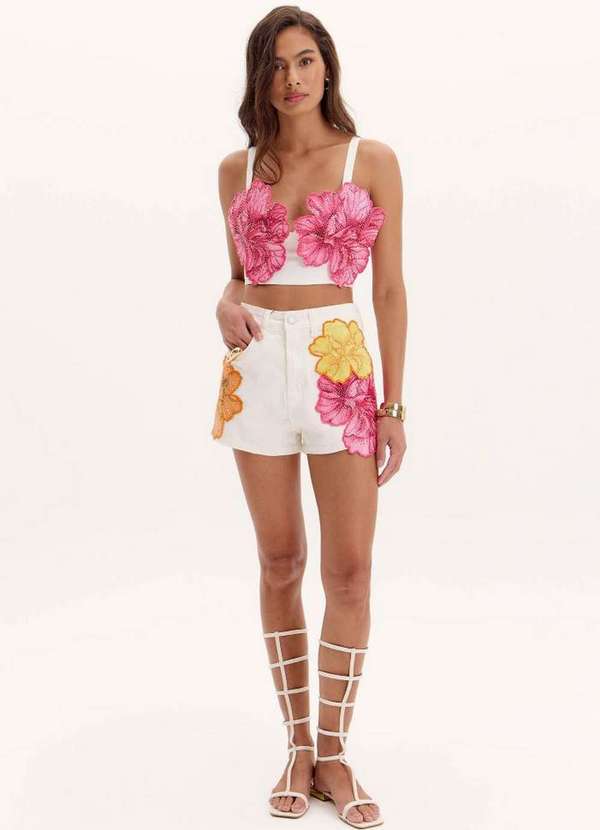 Lança Perfume - Short Hot Pant Sarja Flores A0001