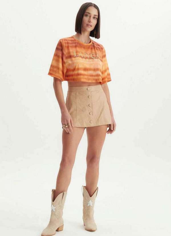 Lança Perfume - Short Saia de Couro Cintura Alta 00630