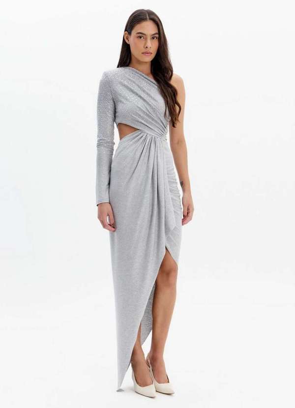 Lança Perfume - Vestido Assimétrico Manga Longa Shine A2256