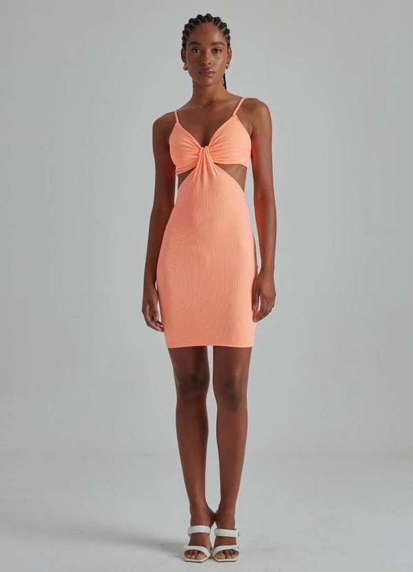 Lança Perfume - Vestido Canelado Curto com Cut Off 09754