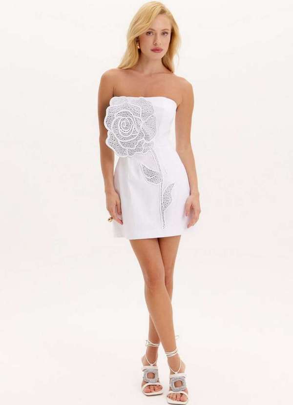 Lança Perfume - Vestido Curto Aplicação Flor A0002