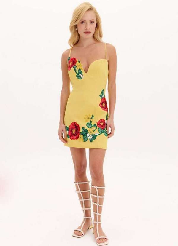 Lança Perfume - Vestido Curto Bordados Florais A1707