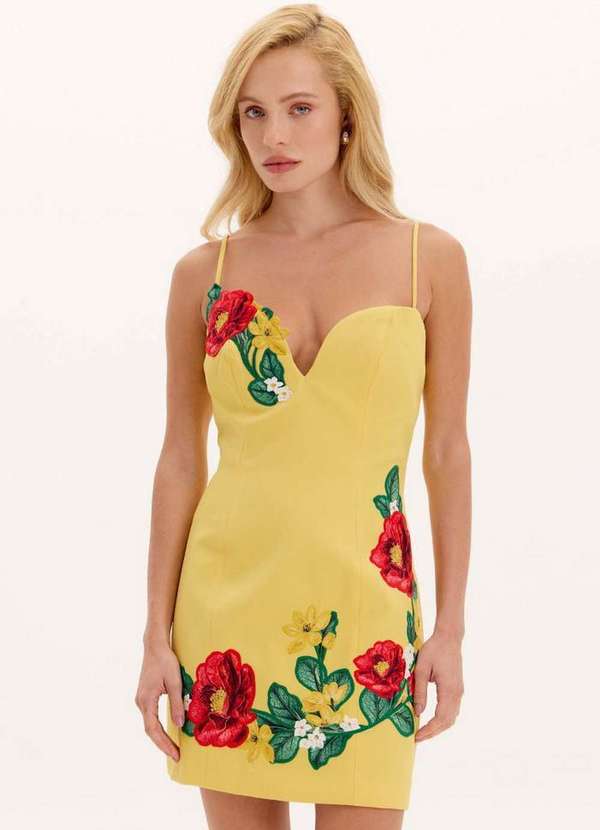 Lança Perfume - Vestido Curto Bordados Florais A1707 4