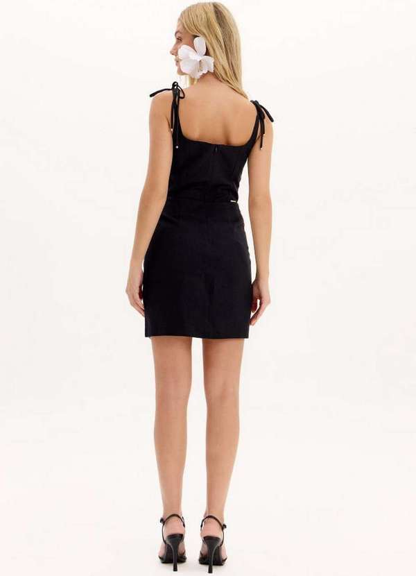 Lança Perfume - Vestido Curto com Alças de Amarrar e Aplicações A0003 3