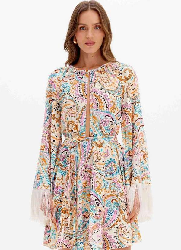 Lança Perfume - Vestido Curto com Franja Estampado 00793 2