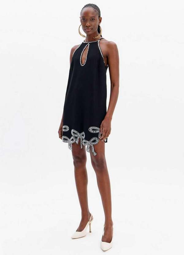 Lança Perfume - Vestido Curto com Laços e Brilhos A0003