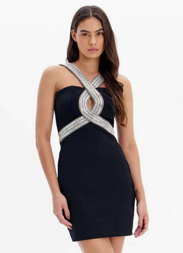 Lança Perfume - Vestido Curto de Alças com Recorte e Brilhos A0003 2