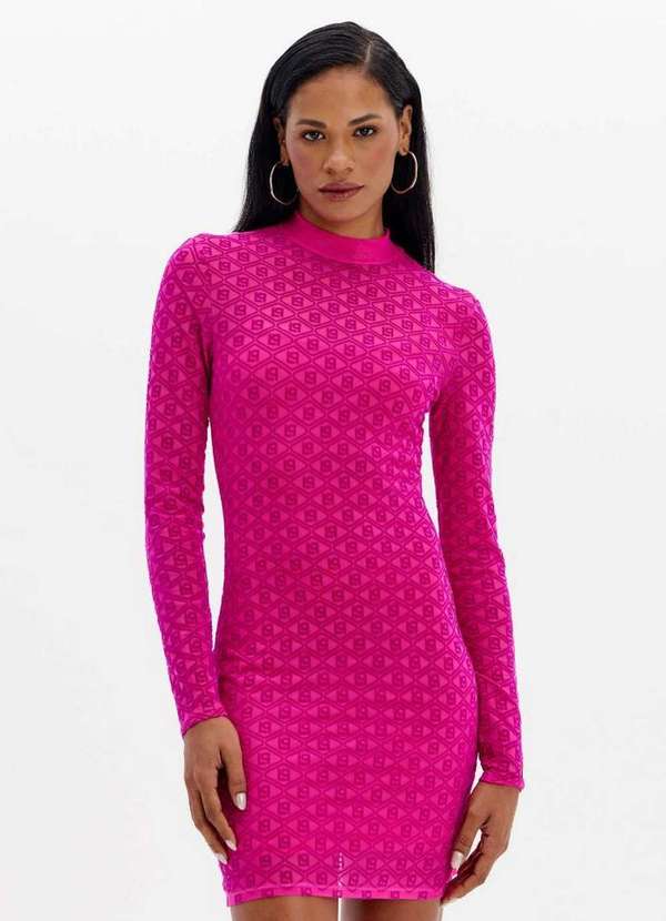 Lança Perfume Easy - Vestido Curto de Tule com Gola e Manga Longa A2149 2